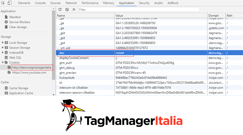 debug chrome cookie google tag manager
