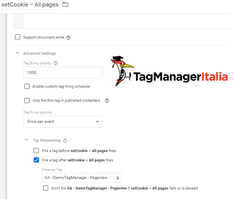 impostazioni tag creazione cookie google tag manager