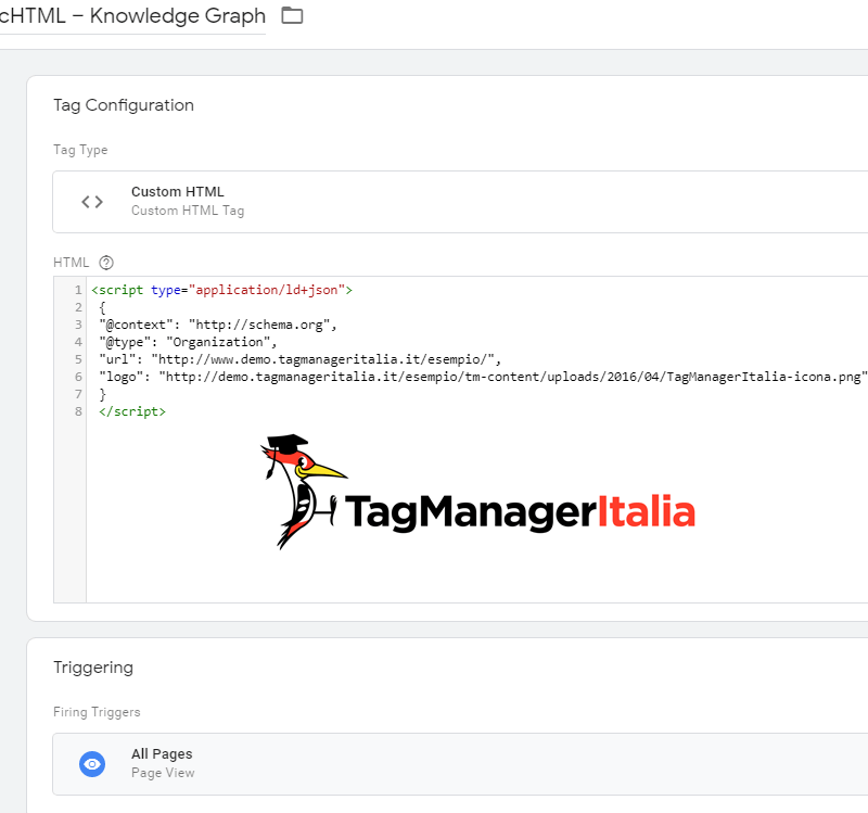 knowledge graph google tag manager