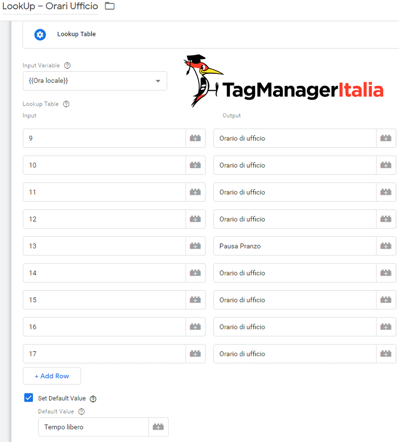 lookup suddividere traffico analytics fasce ora locale google tag manager