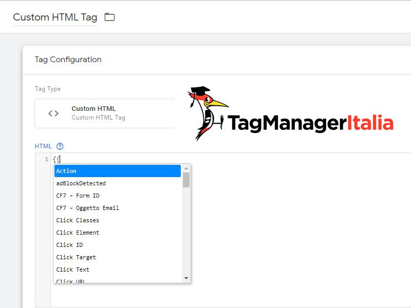 suggeritore variabili tag html google tag manager