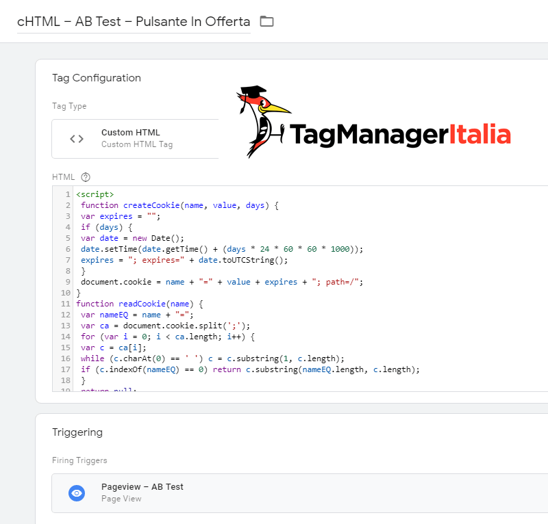 tag ab test google tag manager