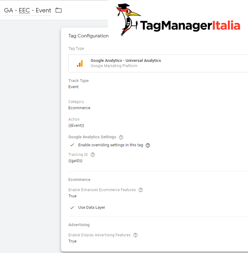 tag abilitare ecommerce avanzato google tag manager