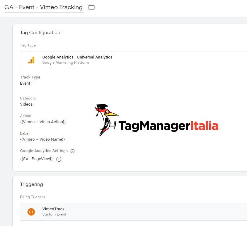 tag analytics vimeo tracking google tag manager