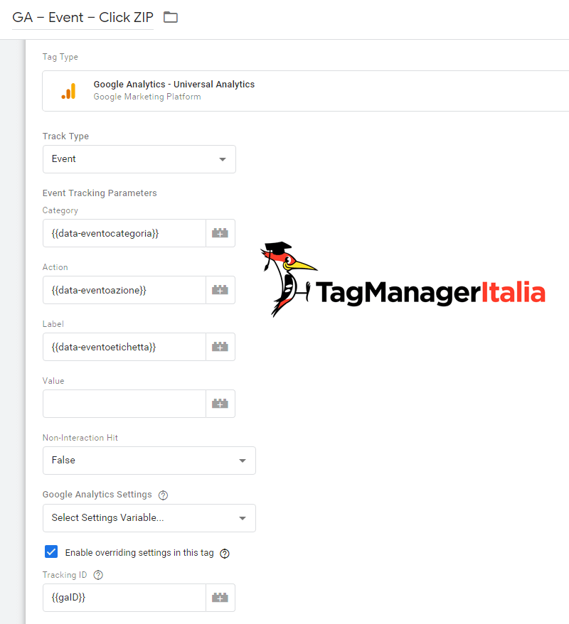 tag categoria azione etichetta dinamici google tag manager