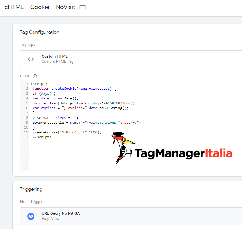 tag creazione cookie google tag manager