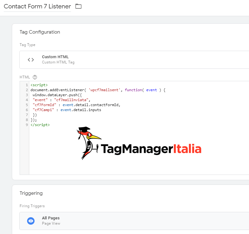 tag html contact form google tag manager