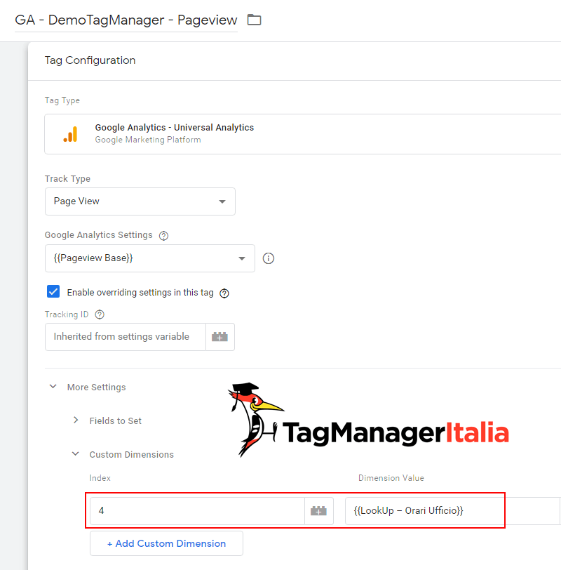 tag suddividere traffico analytics ora locale google tag manager
