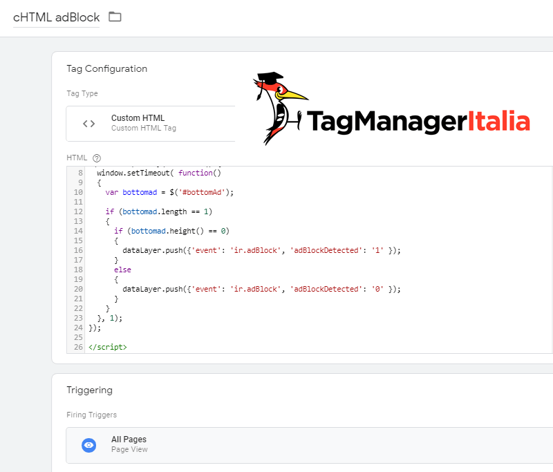 tag tracciare adblock analytics google tag manager