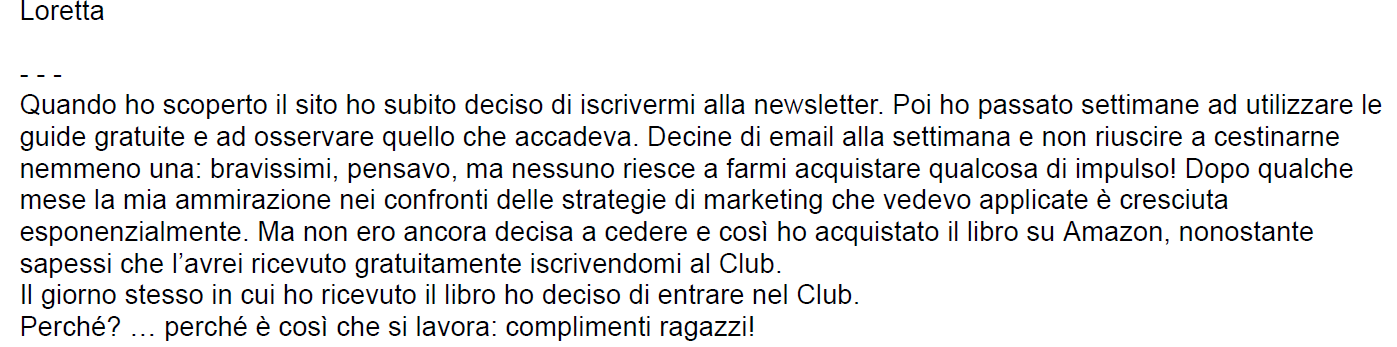 testimonianza club tag manager italia loretta paoletti