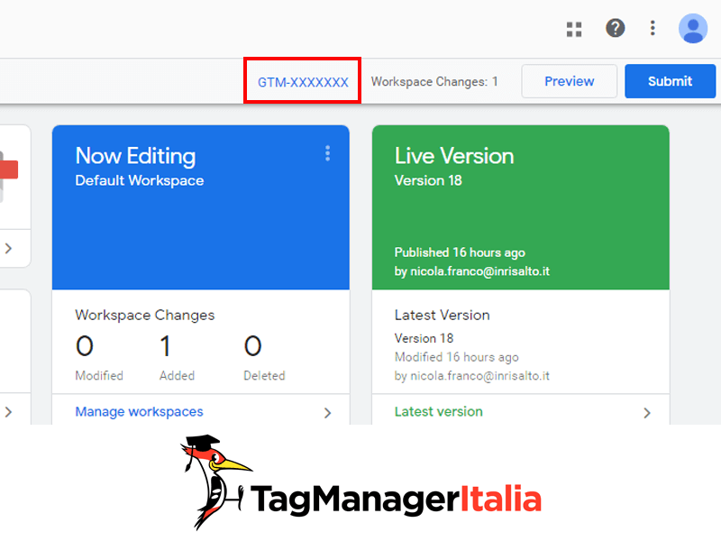 trovare script installare google tag manager