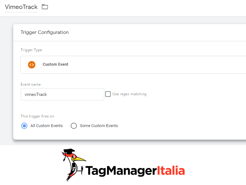 vimeo tracking evento personalizzato google tag manager