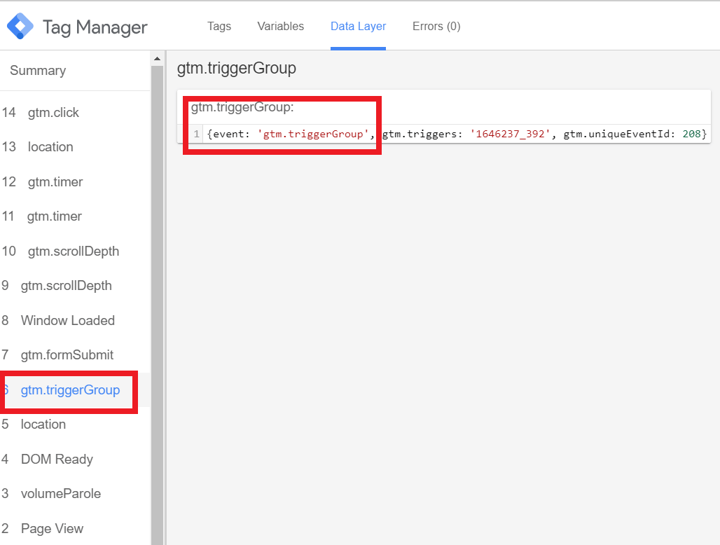 Google Tag Manager gtm.triggerGroup