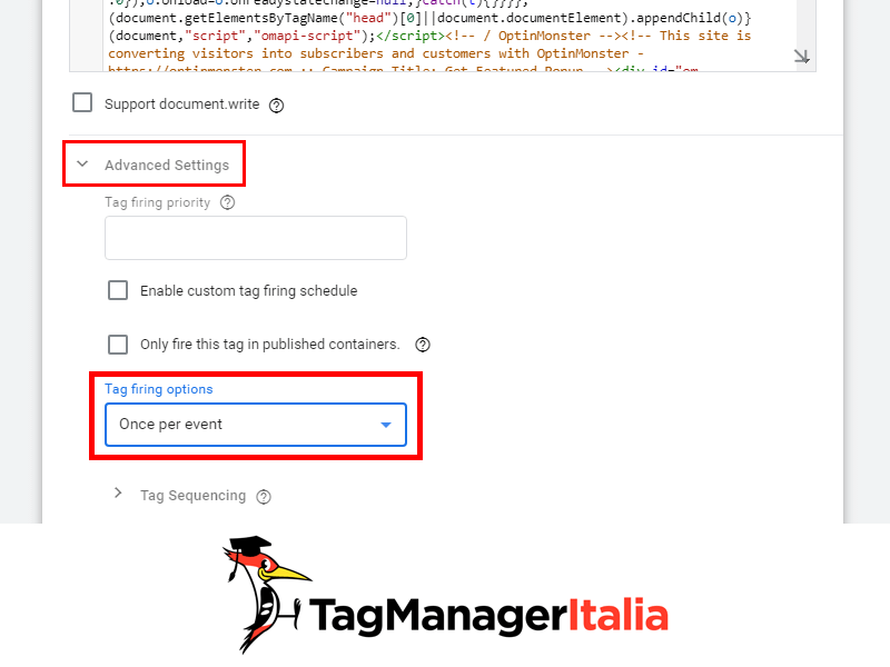 installare optin monster google tag manager