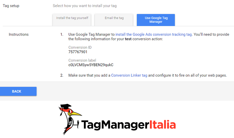 istruzioni monitoraggio chiamata telefonica google ads installazione google tag manager