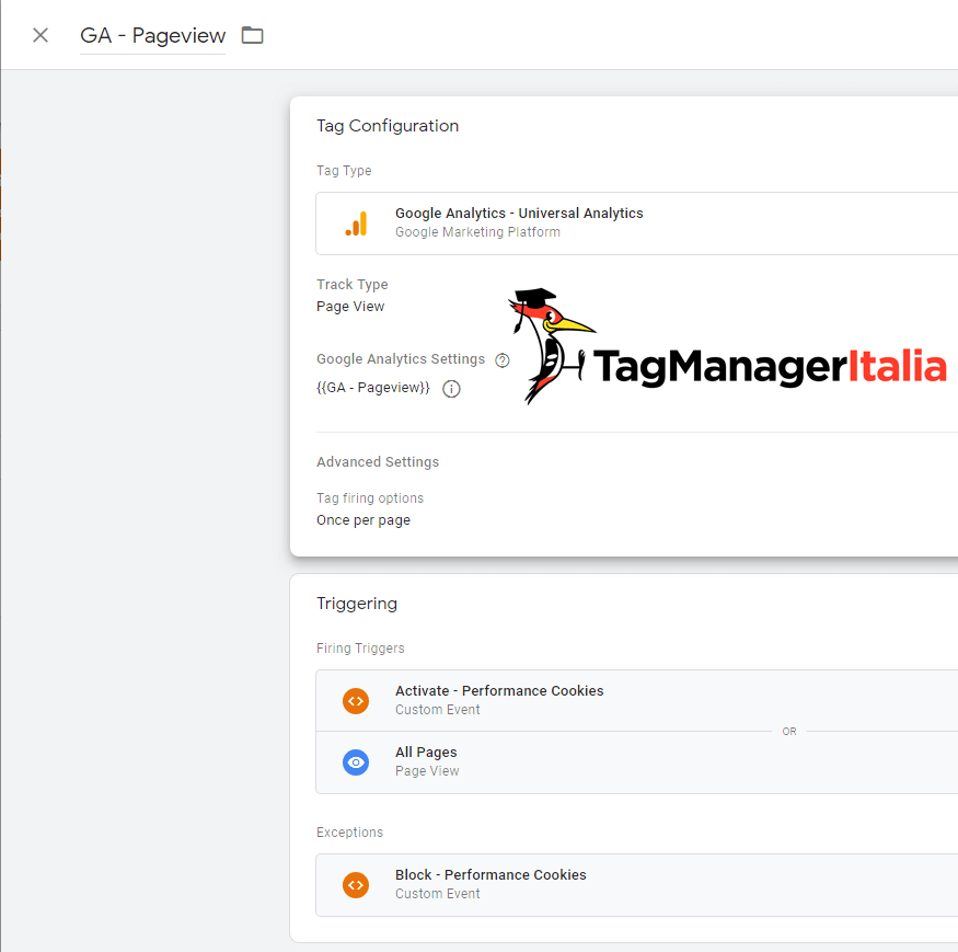 Google Analytics tag with OneTrust policy applied