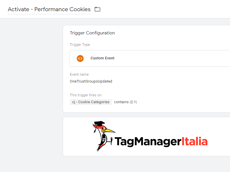 OneTrust Trigger Activate Performance Category in Google Tag Manager