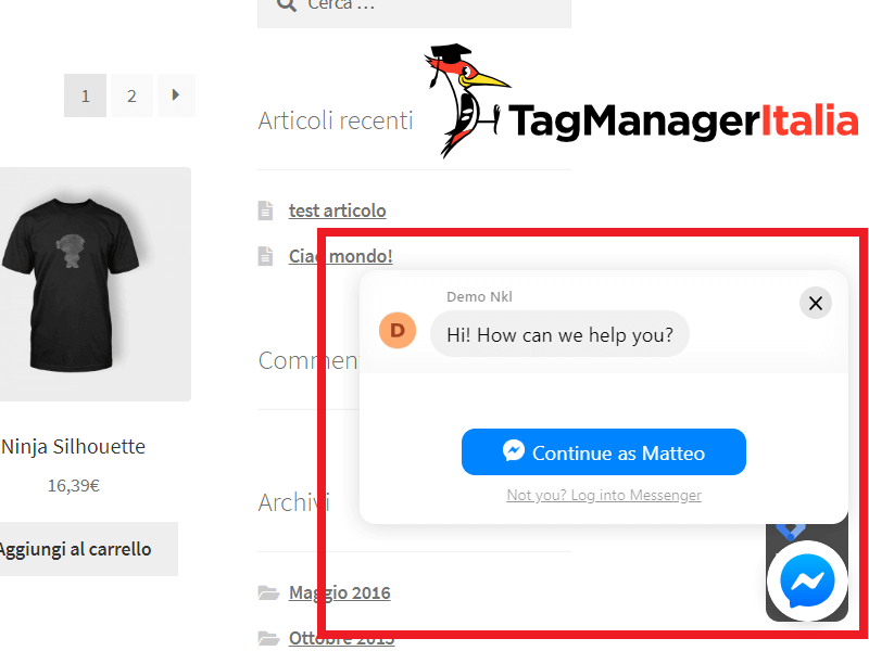 google tag manager chatfuel debug