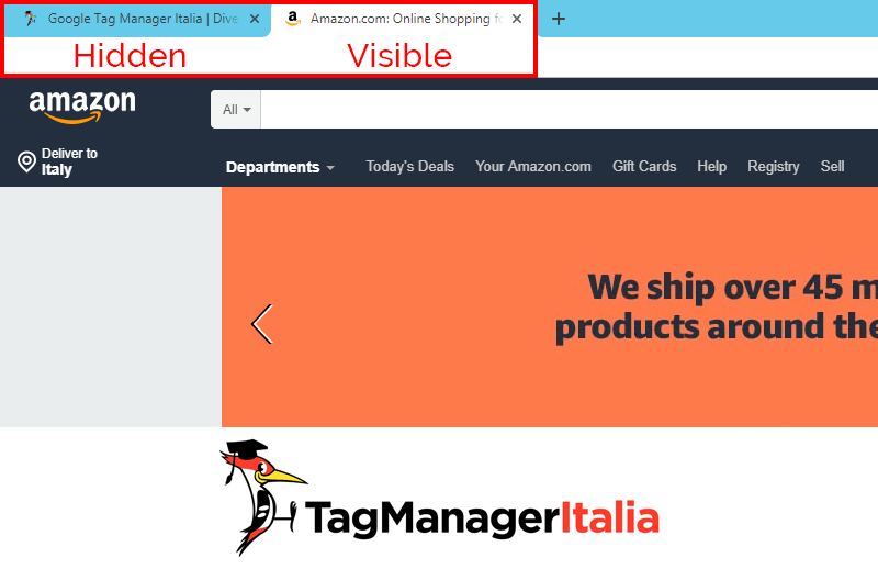 tracciare visibilità scheda browser google tag manager