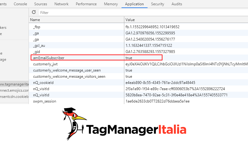 verifica cookie google tag manager