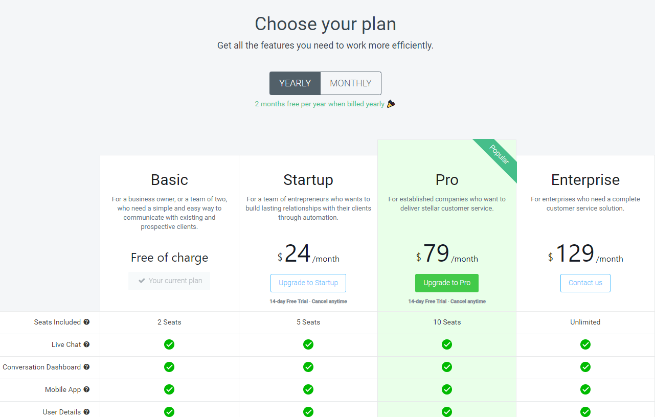 step 5 - choose the customerly plan