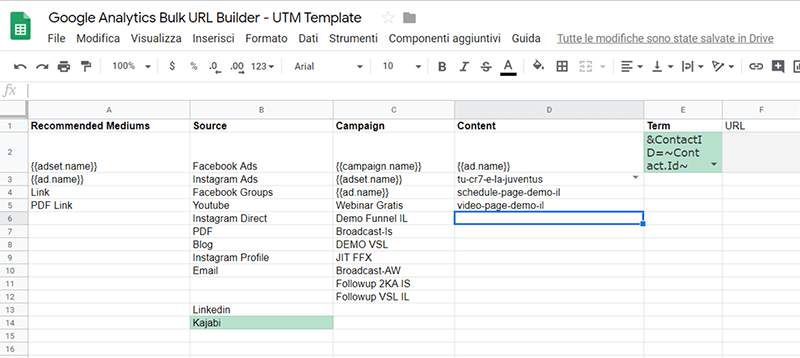 Excel con UTM