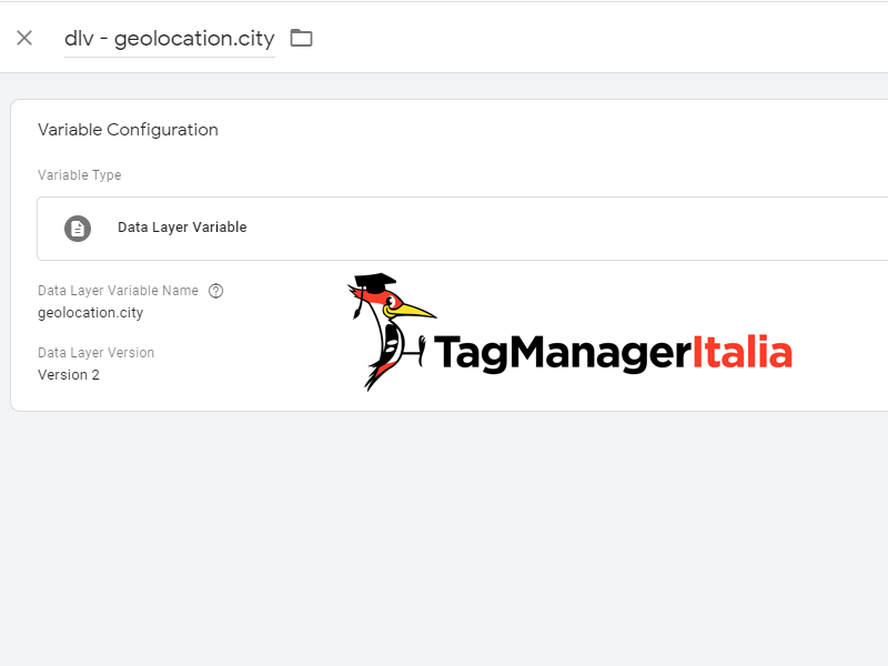 data layer variabile geolocation city google tag manager