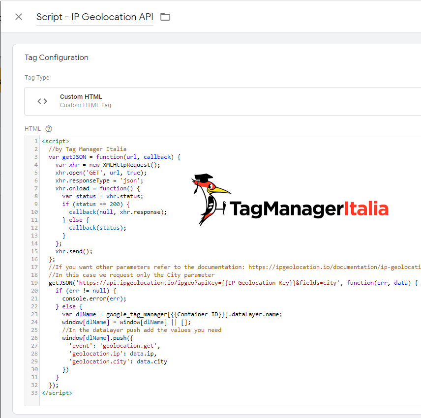 tag script ipgeolocation google tag manager