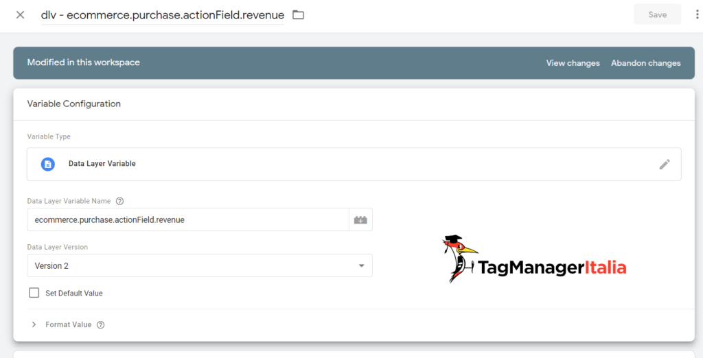 Data Layer Variable Name: ecommerce.purchase.actionField.revenue