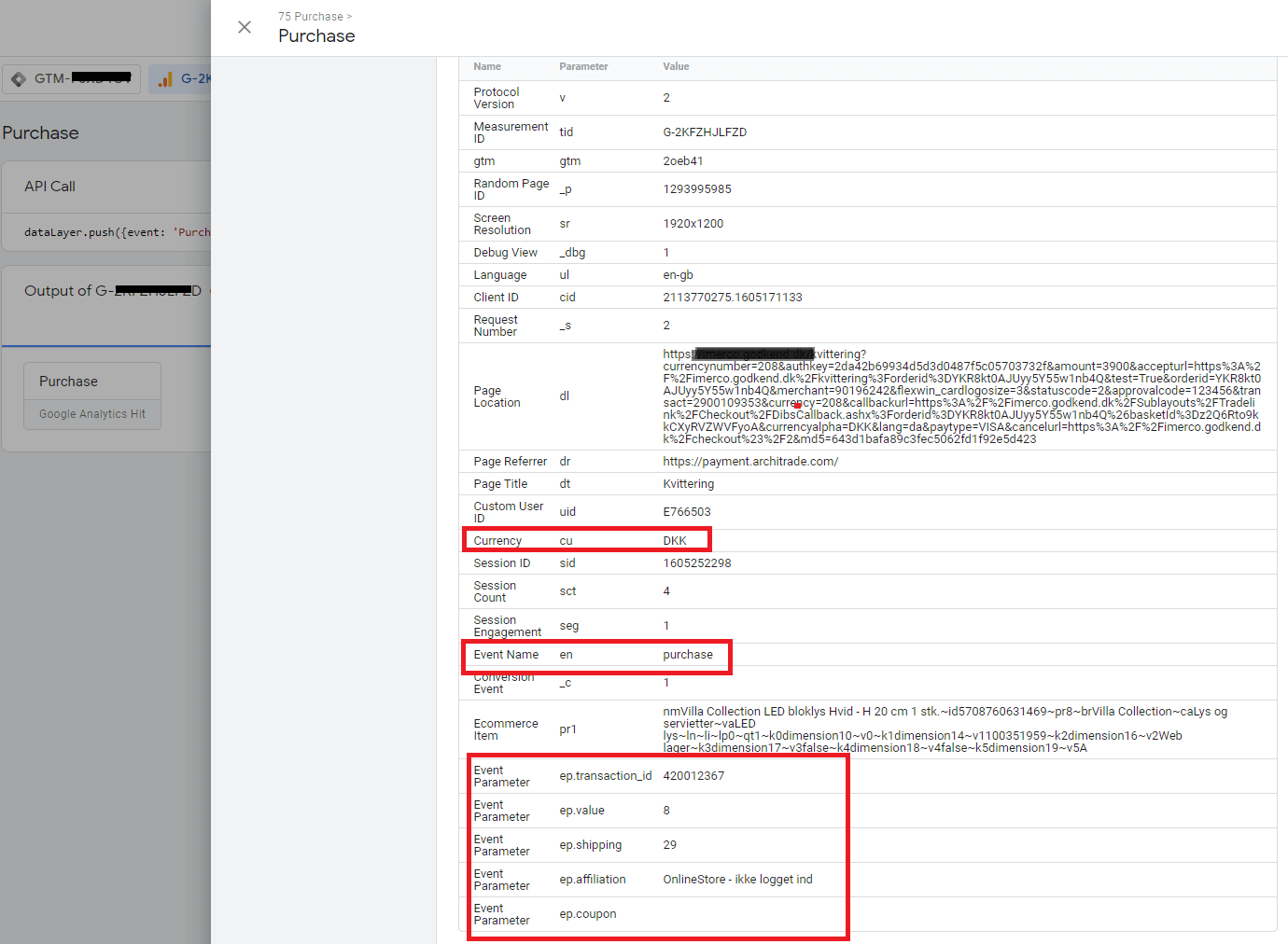 Debug transazione GA4 in GTM