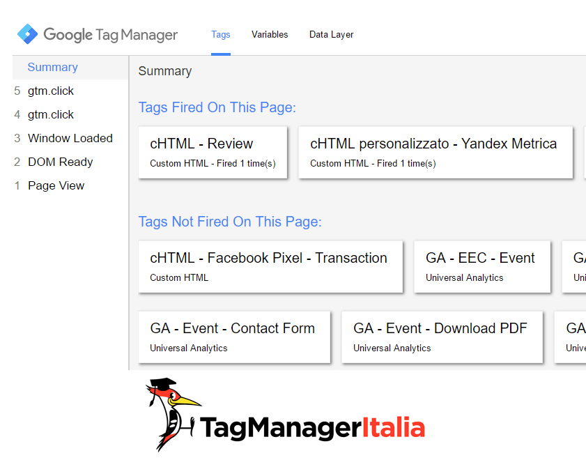 Google Tag Manager con vecchia modalita debug
