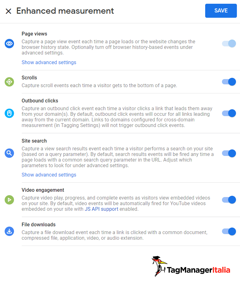 detail of enhanced measurement in google analytics 4