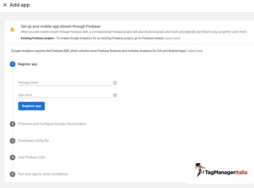 set up android data stream in google analytics 4