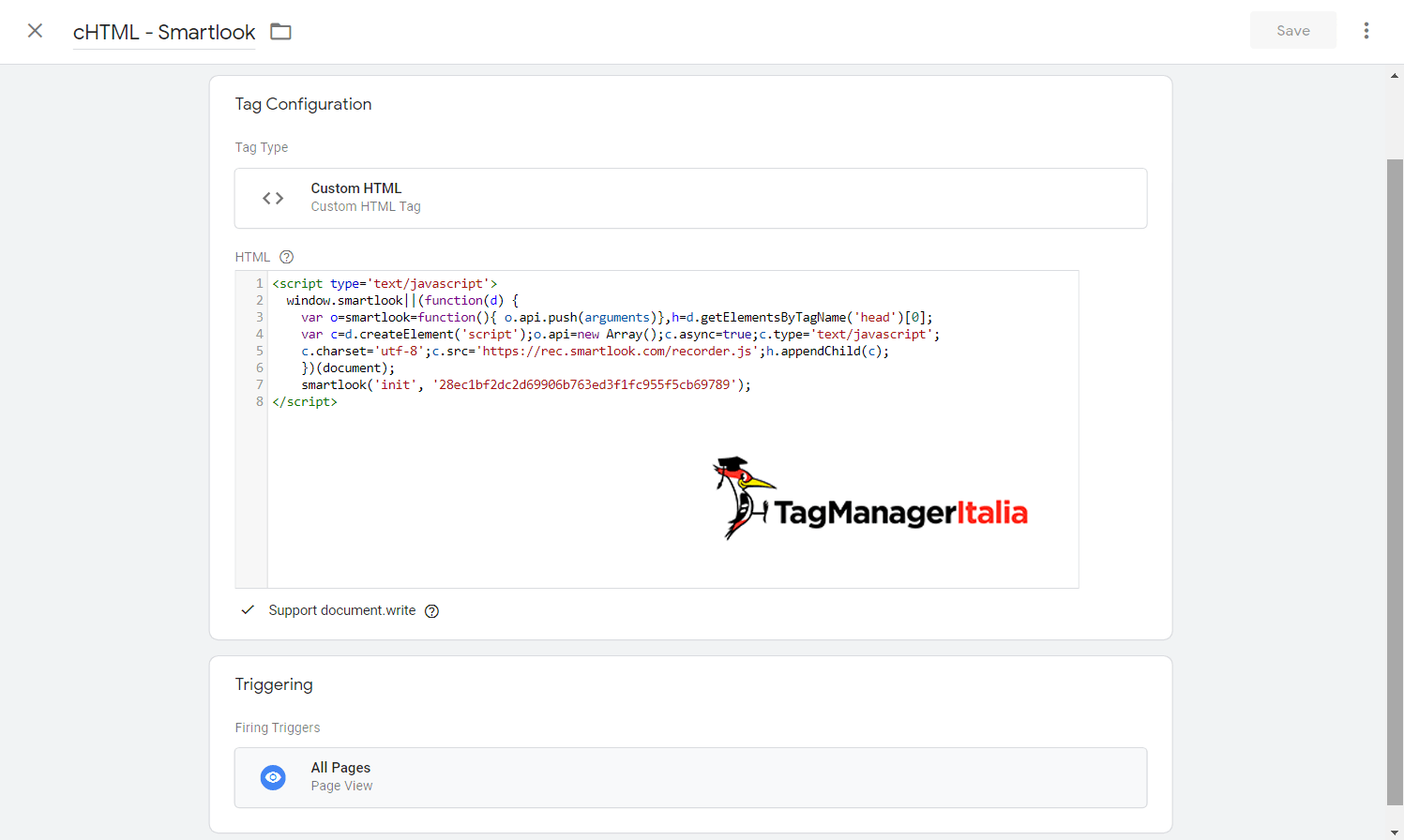 Smartlook tag google tag manager