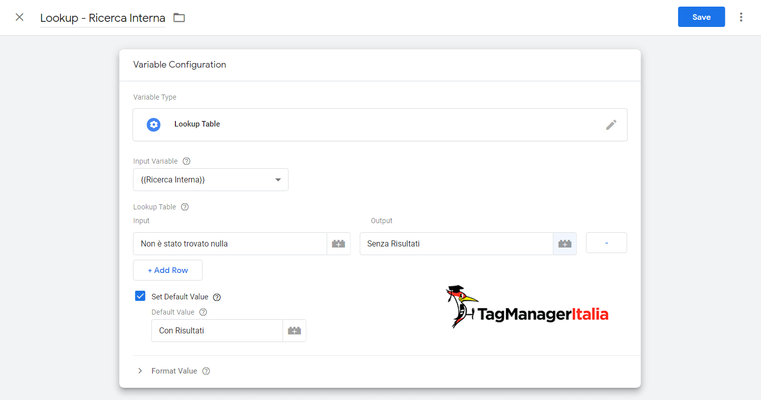 lookup tracciare ricerca interna sito no risultati