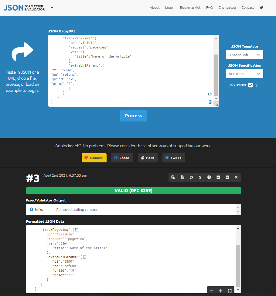 json formatter and validator