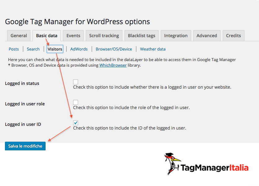 plugin google tag manager for wordpress user id