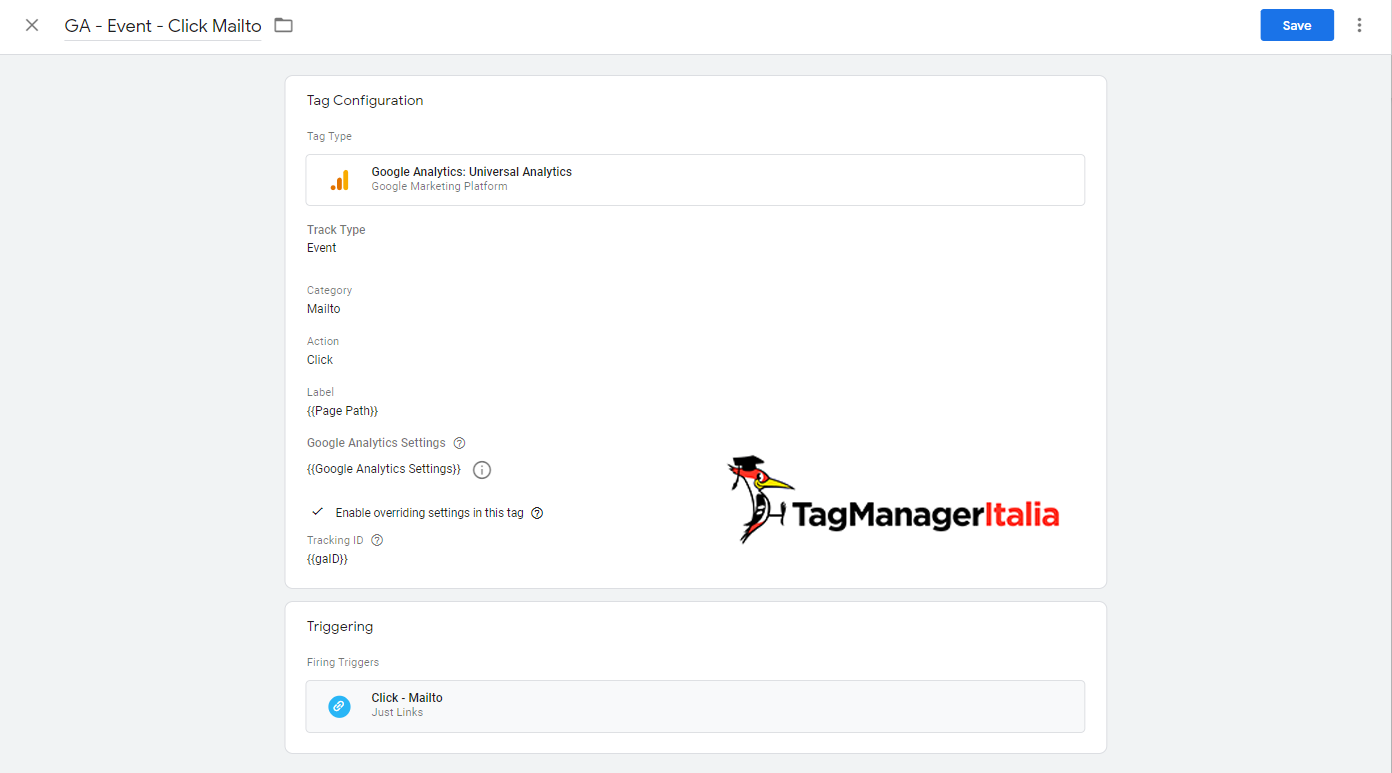 tag mailto google tag manager