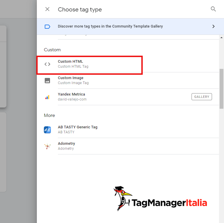 tag html personalizzato google tag manager