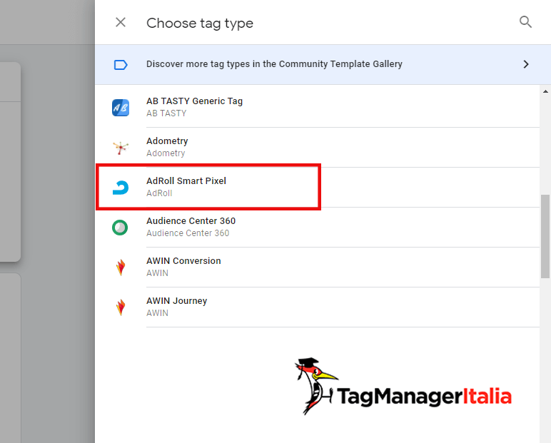 Tag di AdRoll in Google Tag Manager