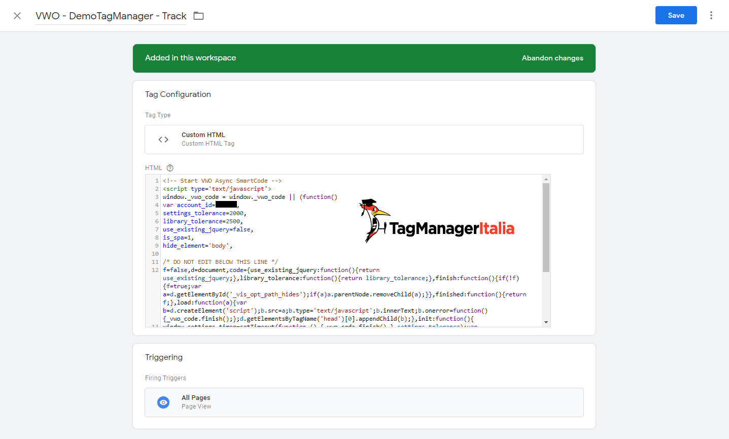 dettagli tag html personalizzato google tag manager