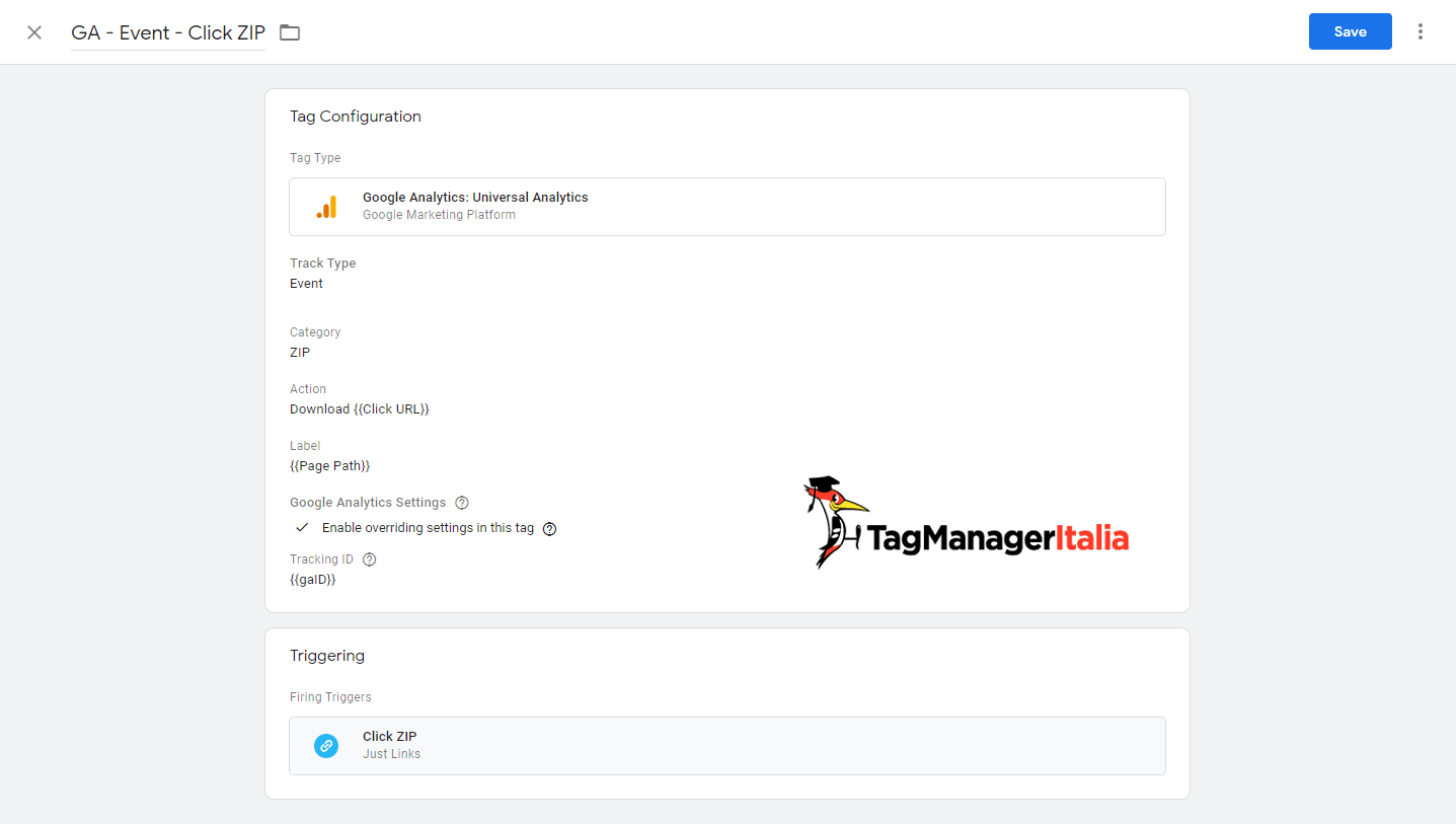 google tag manager download file zip step 3