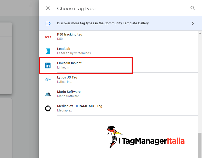 scegliere tag tipo LinkedIn Insight