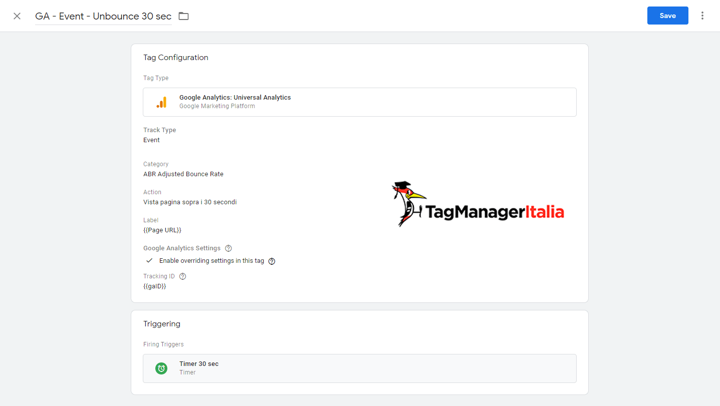 tag adjusted bounce rate analytics google tag manager con attivatore