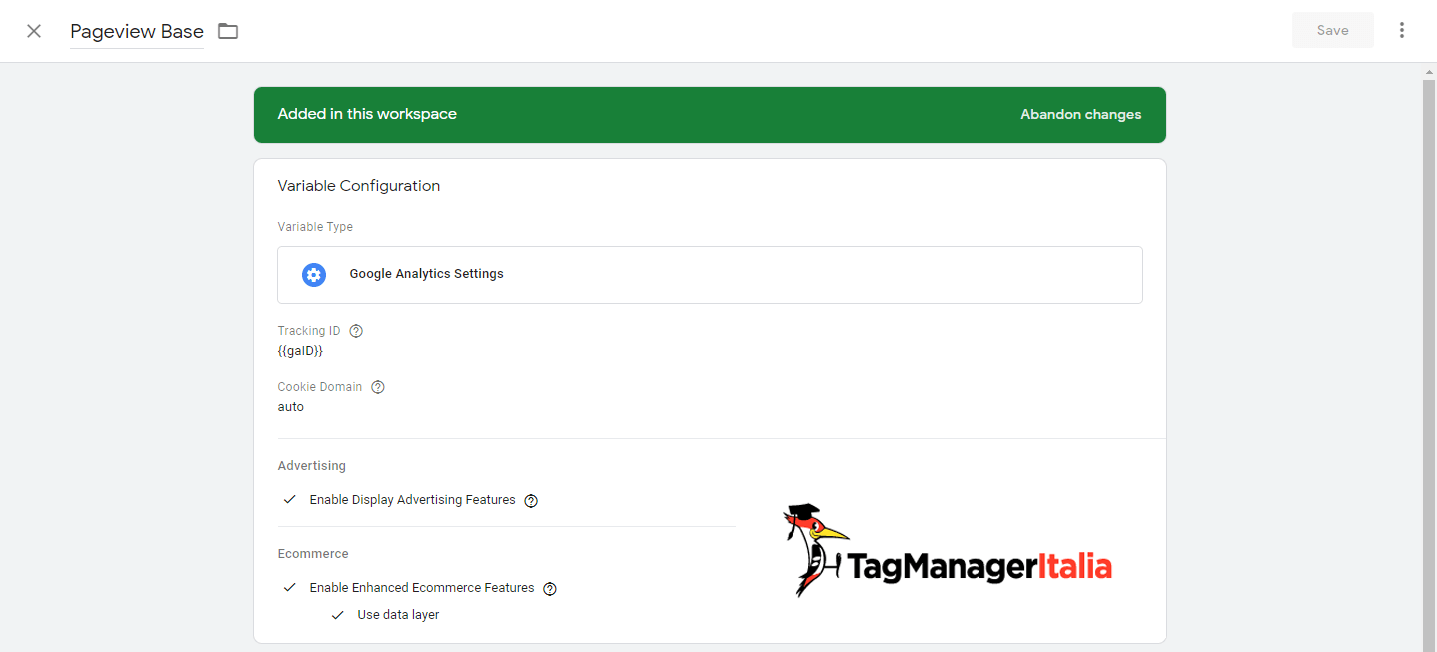 variabile impostazioni google analytics google tag manager: il dettaglio