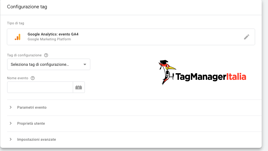 Dettaglio configurazione Tag Google Analytics 4 in Google Tag Manager