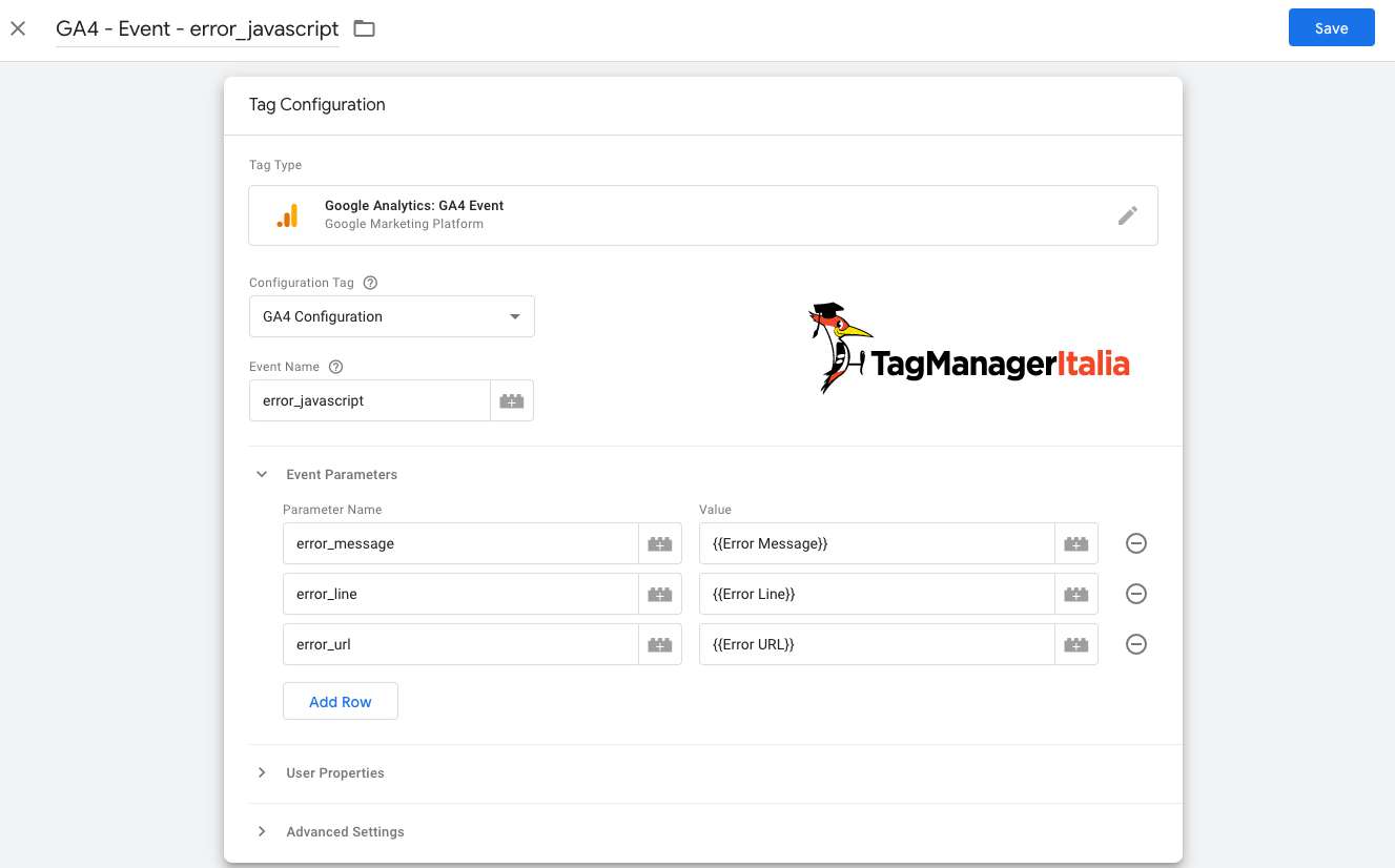 GA4 Tag Error Javascript