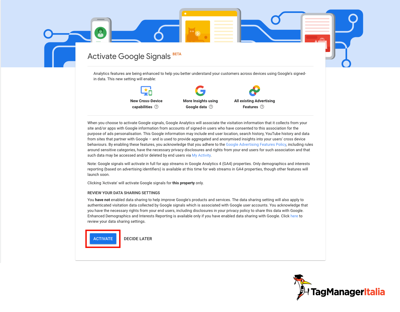 attivare google signals Google Analytics 4