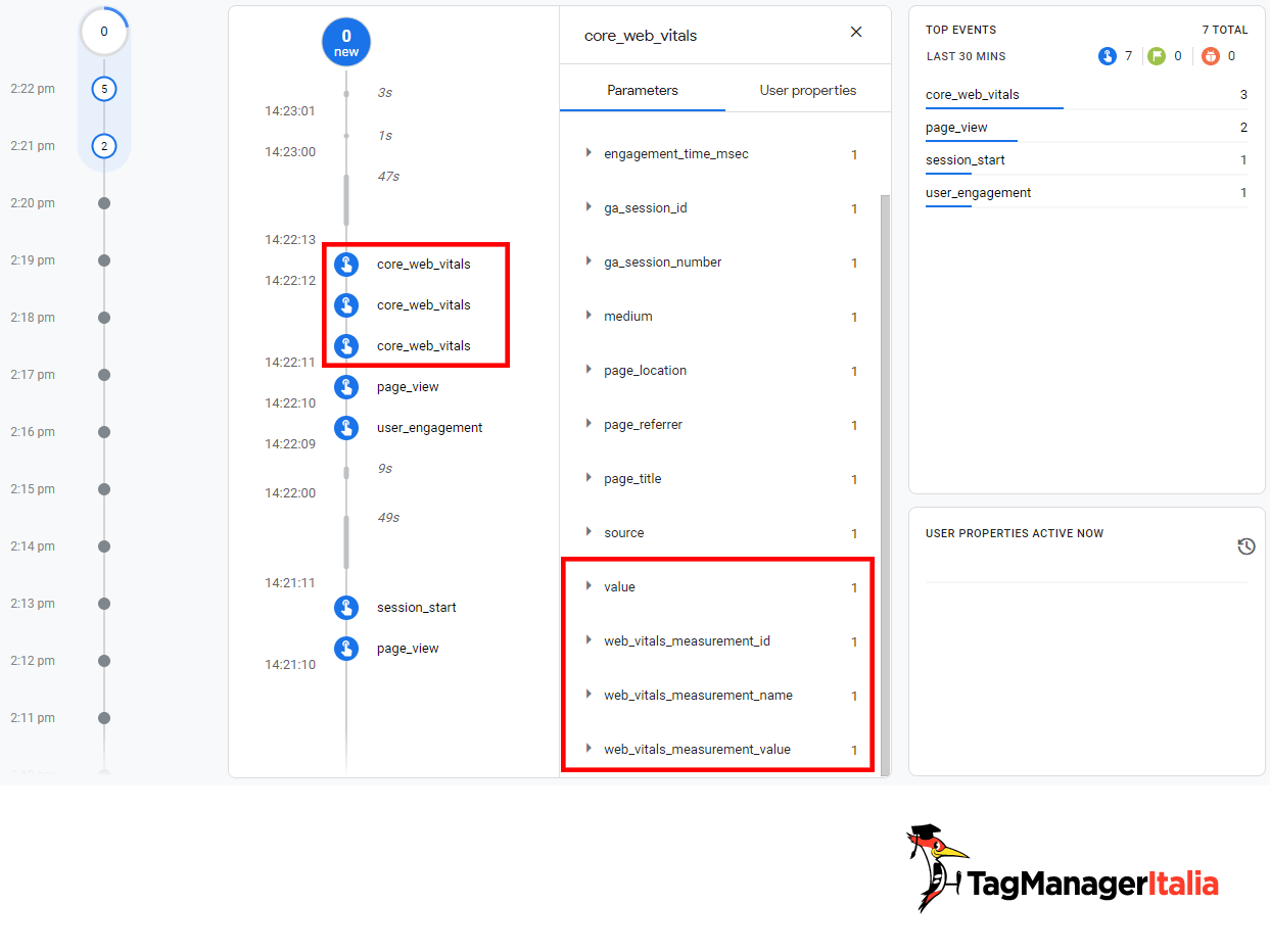 DebugView GA4 evento core web vitals Google Tag Manager