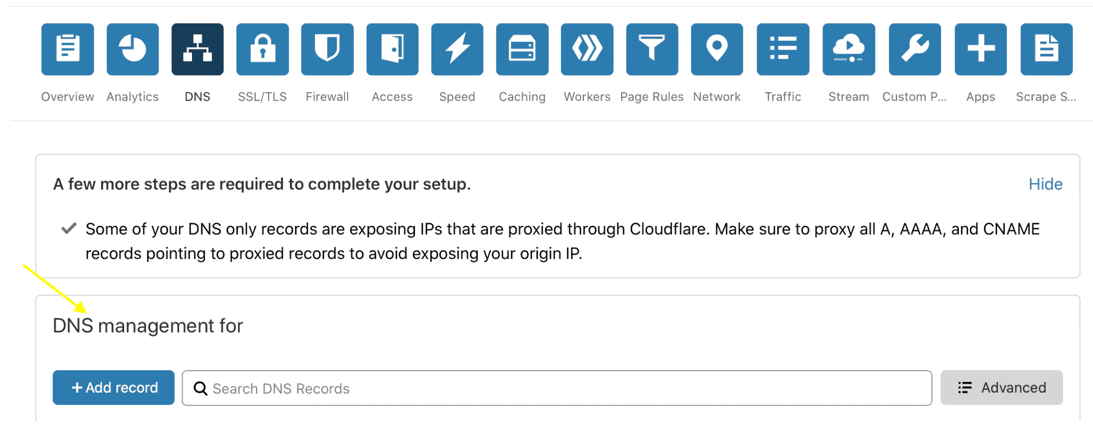 Aggiungi un record DNS su Cloudflare